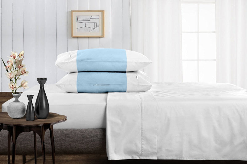 Egyptian Cotton Light Blue - white contrast pillowcases