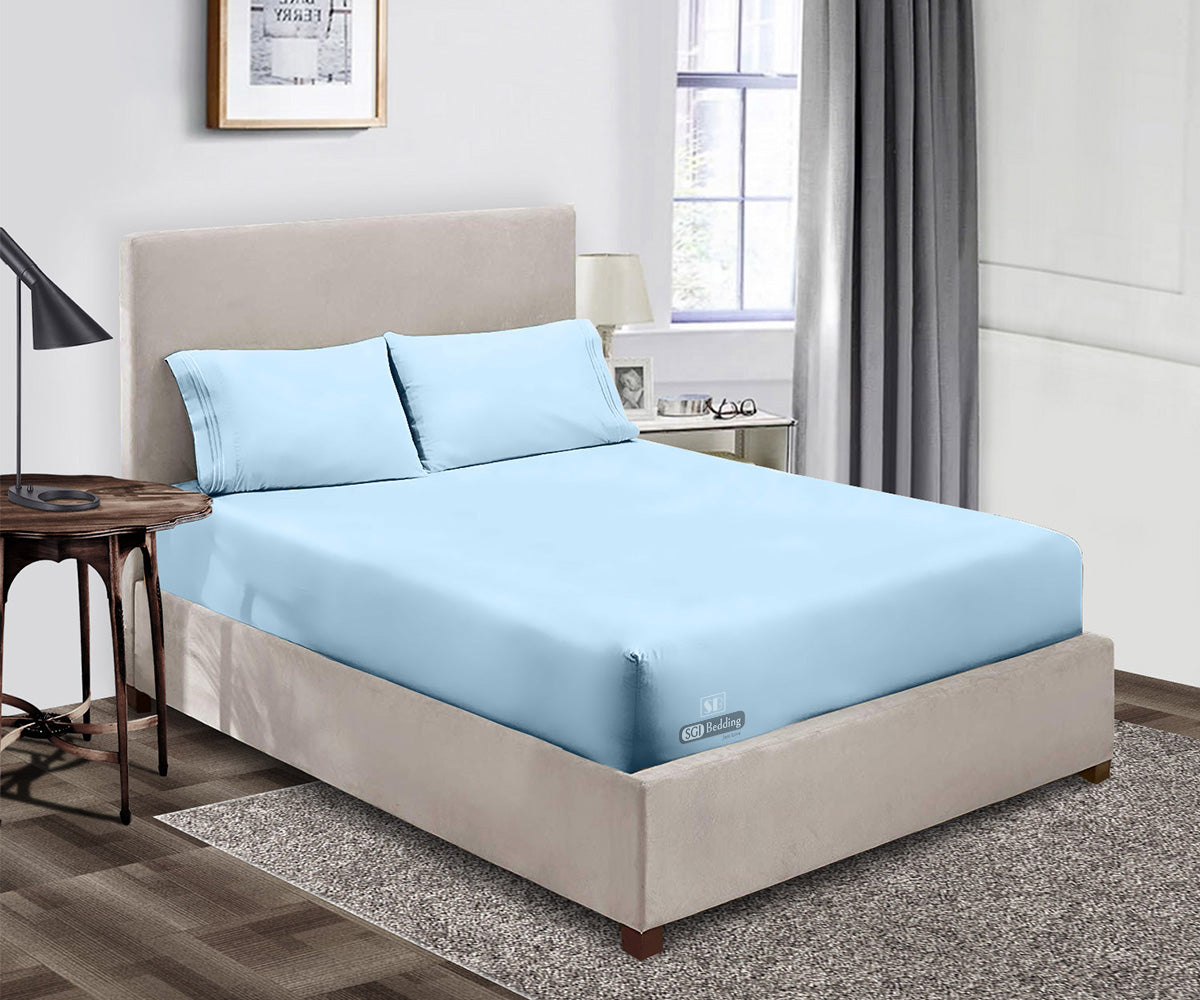 Luxury Light Blue Fitted Sheets Set