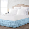 Light Blue Multi Ruffle Bed Skirt