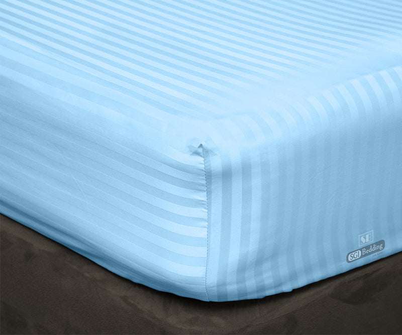 Luxury Light Blue Stripe Fitted Sheets