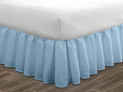 Luxury Light Blue Ruffled Bed Skirt