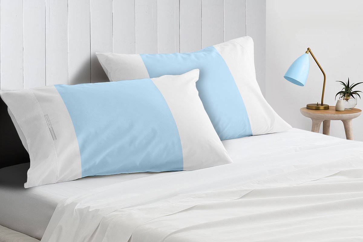 Egyptian Cotton Light Blue - white contrast pillowcases