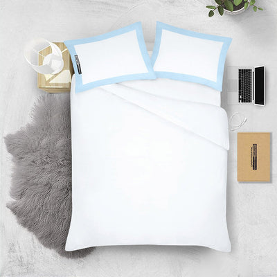 Soft Cotton Light Blue- White Two Tone Pillow Cases
