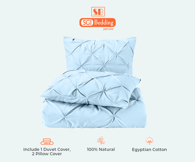 LUXURY LIGHT BLUE PINCH PLEAT DUVET COVER