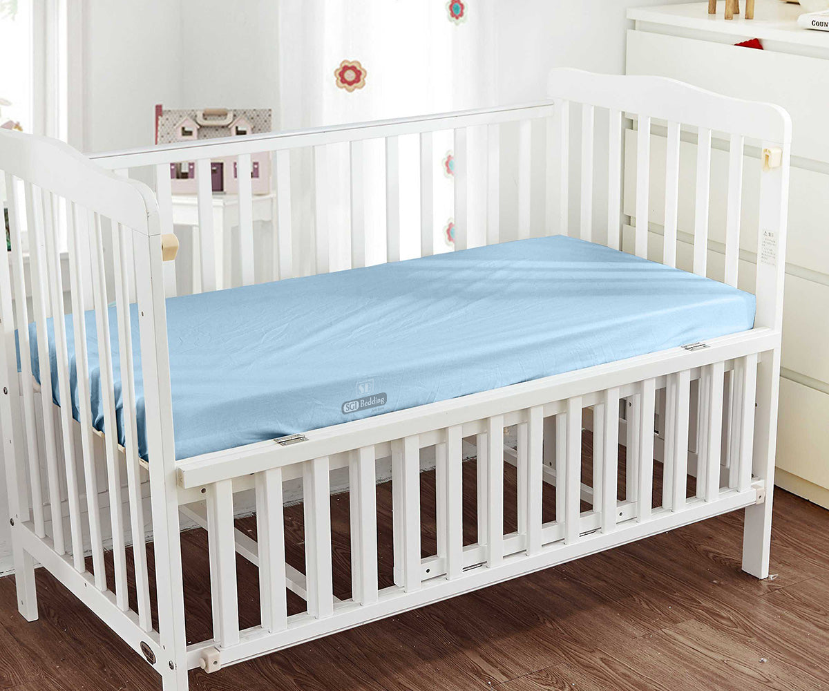 Light Blue Fitted Crib Sheets