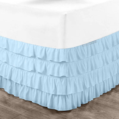 Light Blue Waterfall Ruffle Bed Skirt