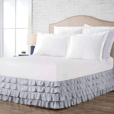 Light Grey Waterfall Ruffled Bed Skirt