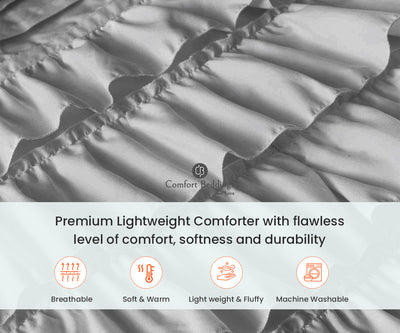 Luxury Light Grey ruffled comforter