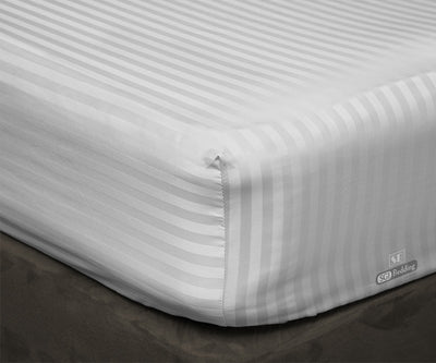 Luxury Light Grey Striped Fitted Sheets Set