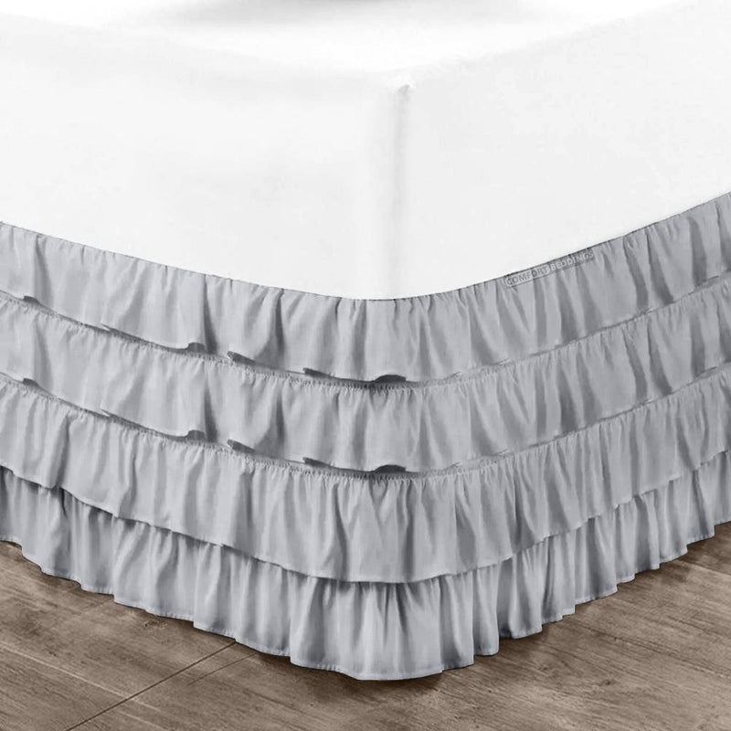 Light Grey Waterfall Ruffled Bed Skirt