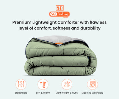 Luxury Light Grey and Moss Reversible Comforter