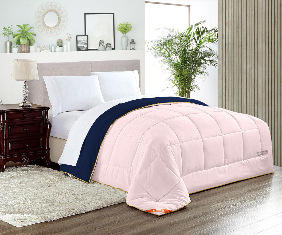 Luxury Navy Blue and Pink Reversible Comforter