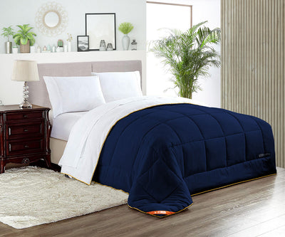 Luxury White and Navy Blue Reversible Comforter