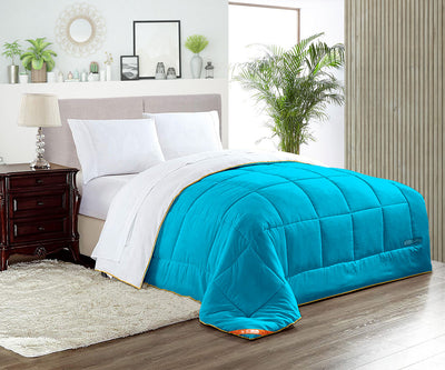 Luxury White and Turquoise Reversible Comforter